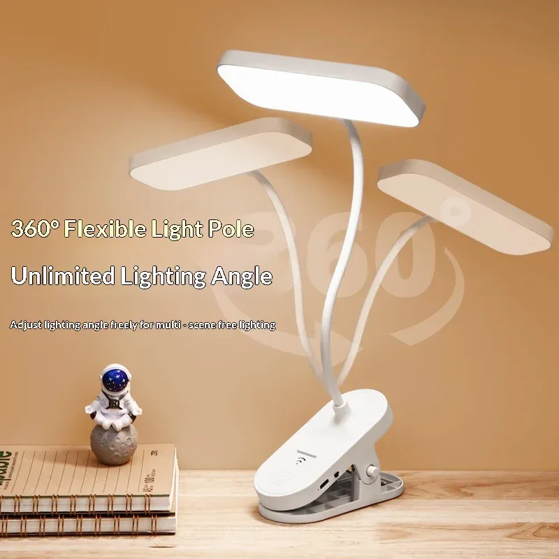 Lampe de bureau LED rechargeable USB, lampe de lecture protège-yeux portable 5