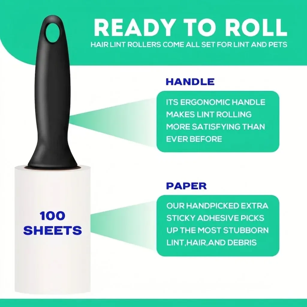 Recharges pour rouleau anti-peluches 200, 400 et 600 feuilles – Feuilles extra-adhésives détachables pour poils d'animaux, meubles, tapis et vêtements 4