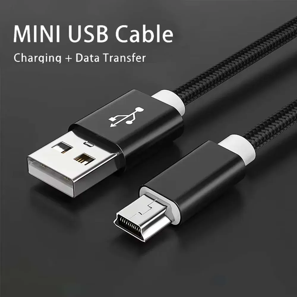 Câble USB-A vers Mini USB tressé, transfert de données rapide et charge pour lecteur MP3/MP4, GPS, DVR de voiture et appareil photo numérique (0,25 m, 1 m, 2 m) - Image 1