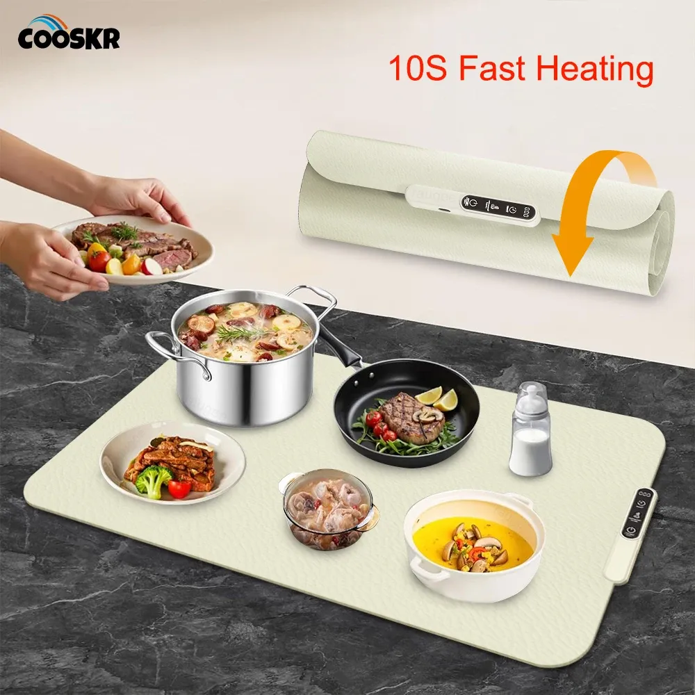 Plaque chauffante électrique pliable en silicone pour aliments et café