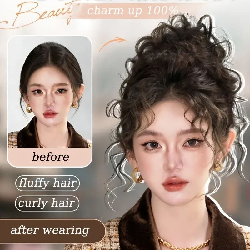 Chignon bouclé désordonné, vue de profil