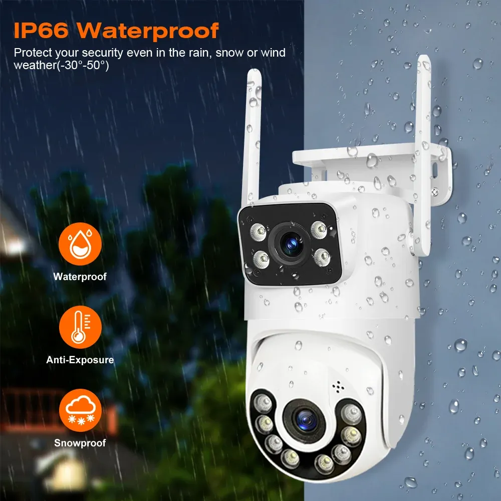 Caméra IP de sécurité sans fil extérieure 4K 8 MP HD à double objectif, PTZ Wi-Fi avec suivi automatique, caméra de surveillance de rue iCsee 6