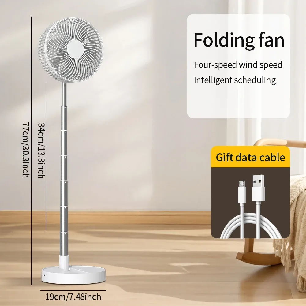 Ventilateur portatif pliable USB 8 pouces, 4 vitesses avec synchronisation, fonctionnement sur piles, pour chambre à coucher, intérieur ou extérieur 8