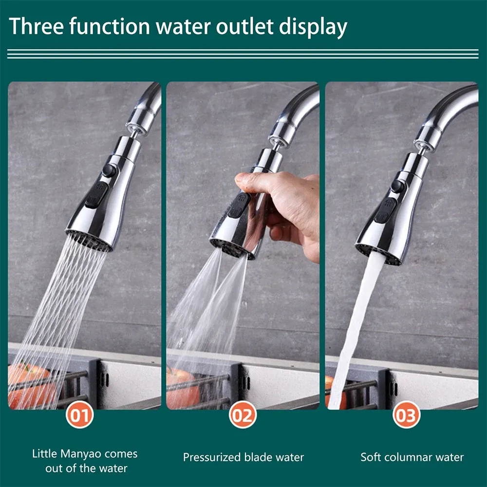 Rallonge de robinet de cuisine universelle 3 en 1 à rotation à 360° – Embout extractible multi-jets 4