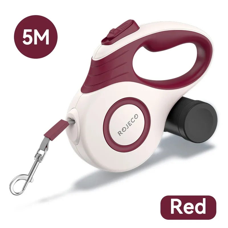 Laisse rétractable automatique ROJECO pour chien, 3 m / 5 m, pour promenade, voyage et randonnée 10
