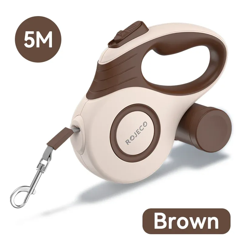 Laisse rétractable automatique ROJECO pour chien, 3 m / 5 m, pour promenade, voyage et randonnée 11