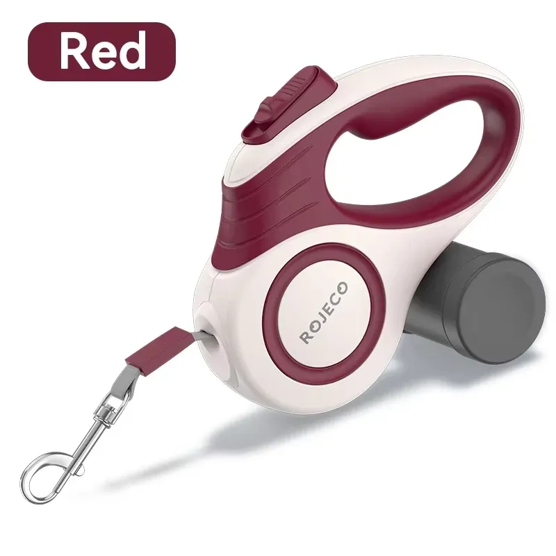 Laisse rétractable automatique ROJECO pour chien, 3 m / 5 m, pour promenade, voyage et randonnée 8