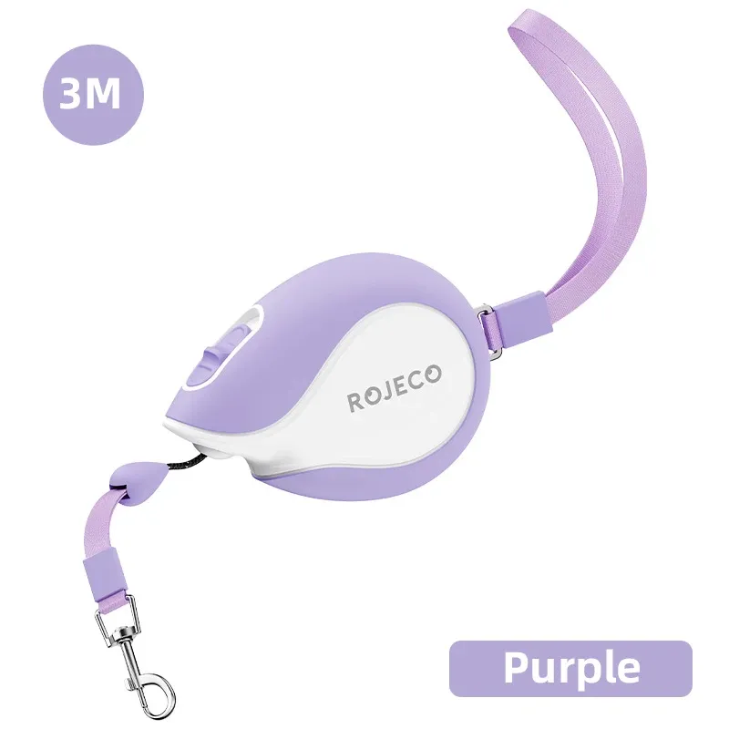 Laisse rétractable automatique ROJECO pour chien, 3 m / 5 m, pour promenade, voyage et randonnée 14