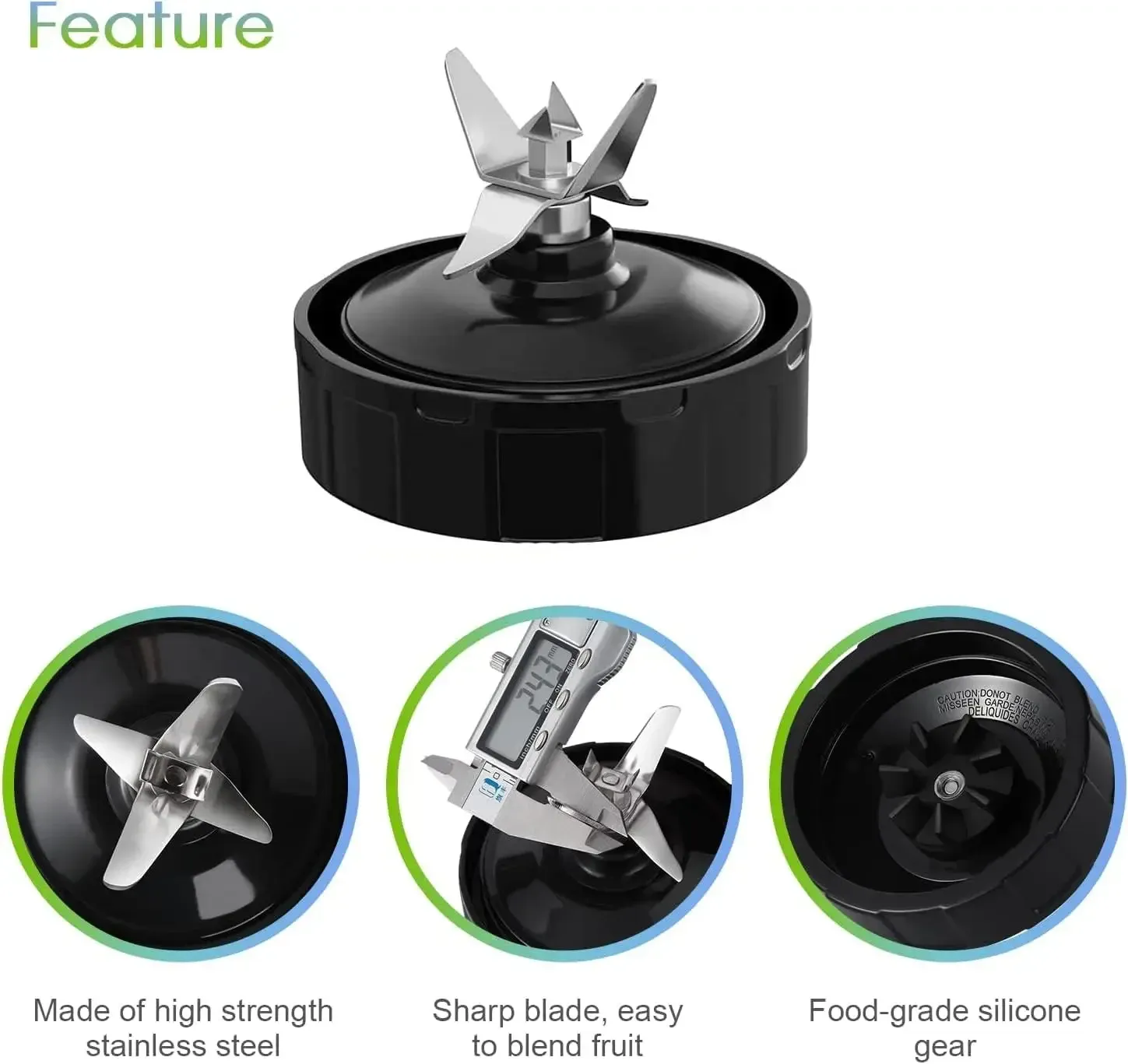 Lame à 7 ailettes pour mélangeur Ninja Auto iQ BL450-30, BL642-30, BL482-30, BL682-30, BL456, avec joints en silicone, pièce d'étanchéité 4