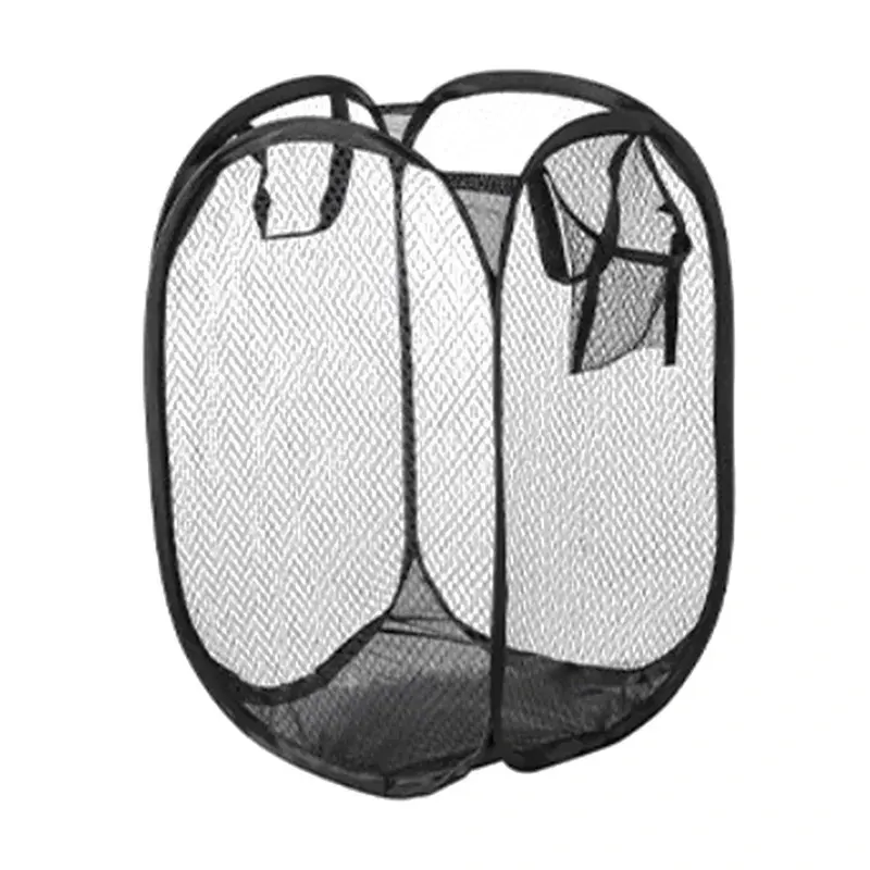 Panier à linge pliant en maille avec organisateur pour vêtements sales, à suspendre pour salle de bain 6