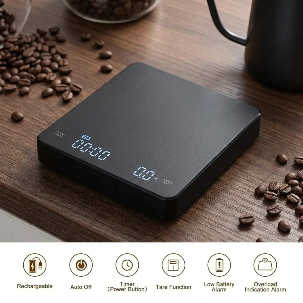 Vue détaillée de la balance à café numérique