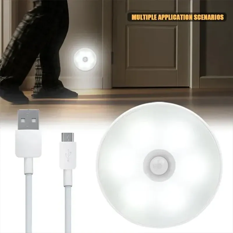 Veilleuse LED à détecteur de mouvement, rechargeable par USB, sans fil, pour cuisine, placard et escalier 5