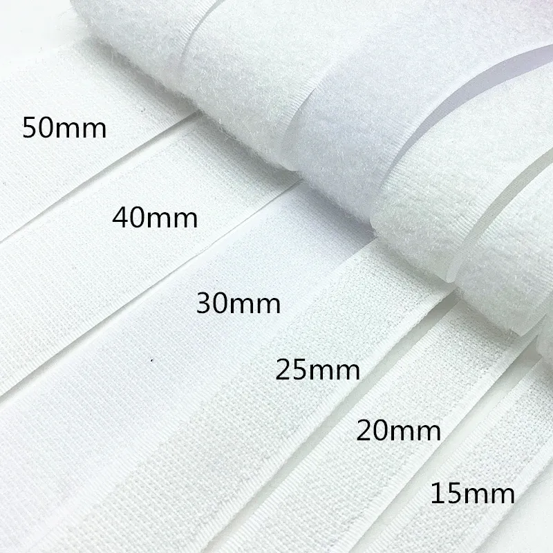 Ruban adhésif noir et blanc, 1 paire, 5 mm à 50 mm, attaches de câble à crochet et boucle, accessoires de couture, cour/lot 7