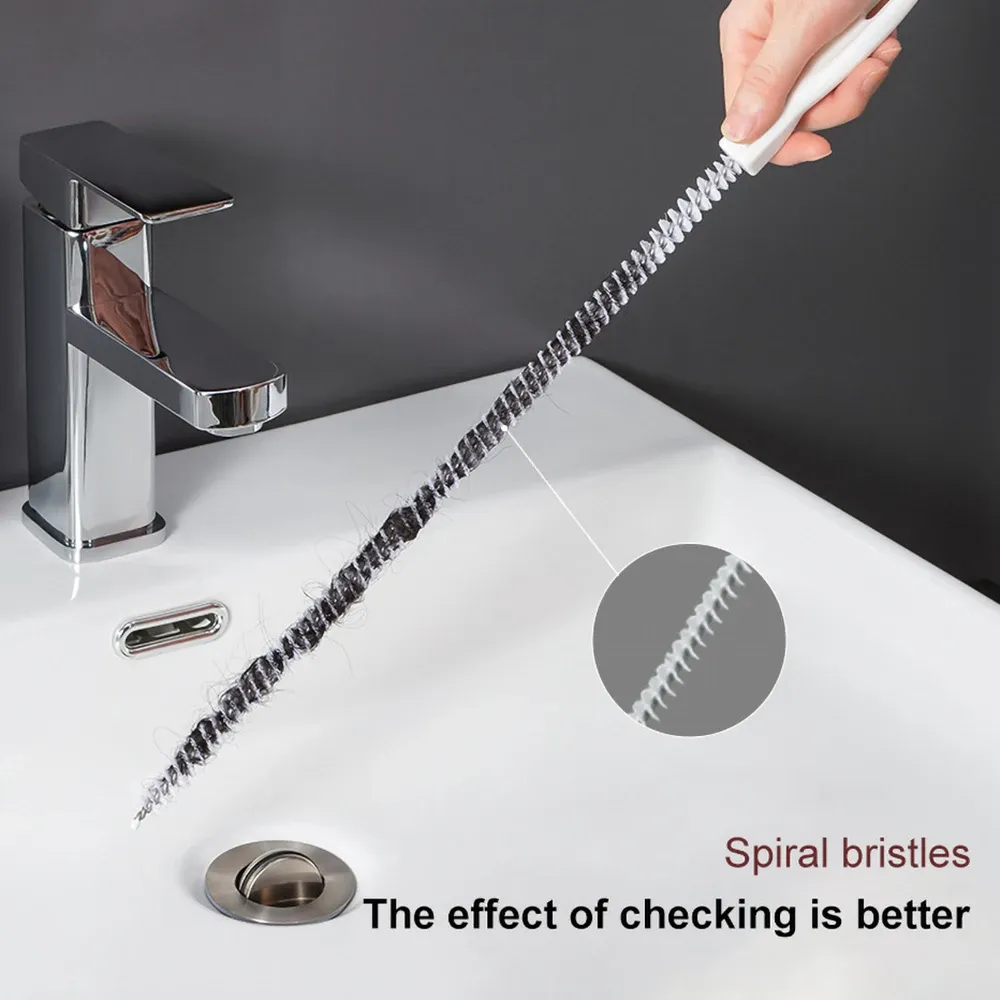 Brosse de débouchage pour canalisations, salle de bains, cheveux et saletés, brosse de nettoyage pour évier, déboucheur flexible, outil de retrait de bouchons 5