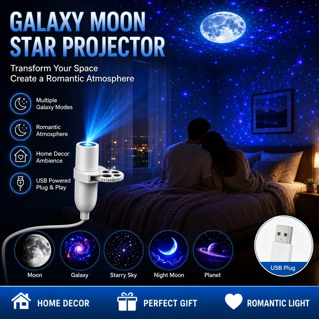 Mini projecteur d'étoiles Galaxy 360° en situation