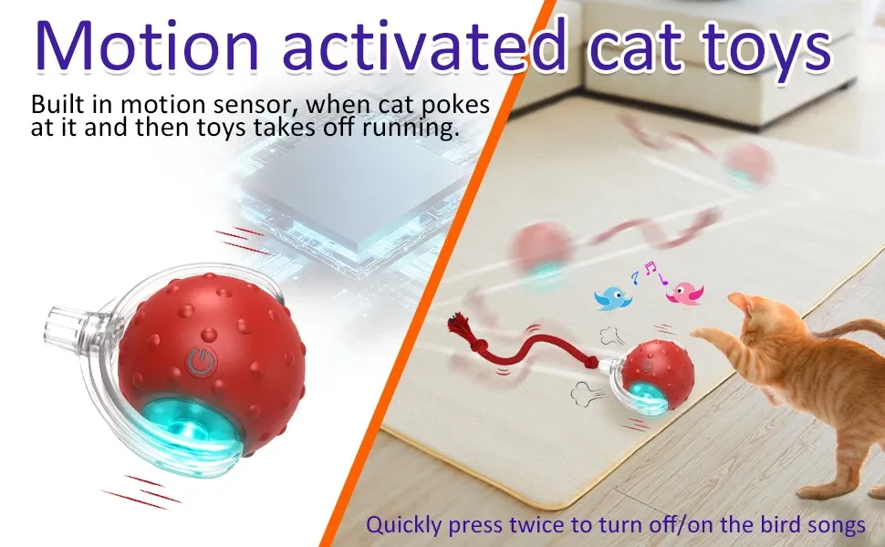 Balle interactive pour chat en mouvement