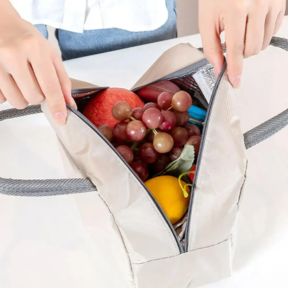 Sacoche isotherme portable pour repas, couleur unie, épaisse, avec compartiment repas 4