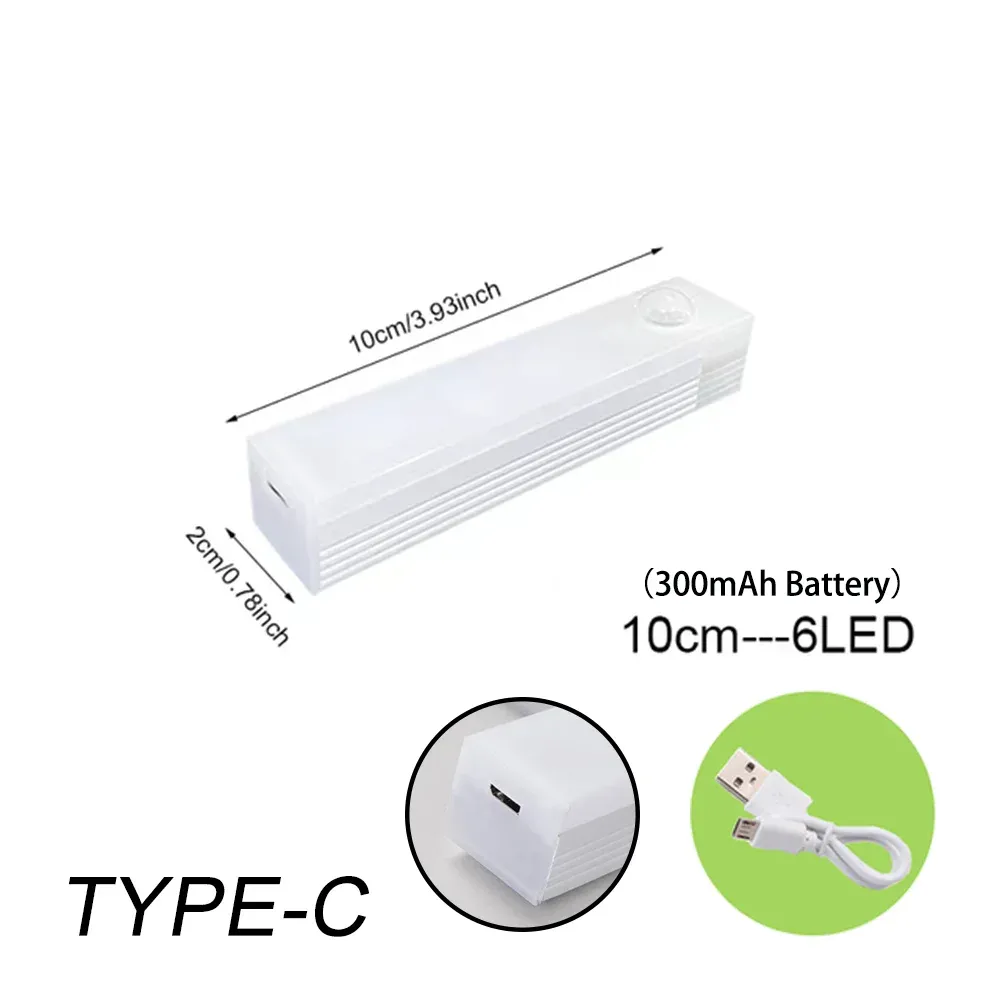 Veilleuse LED sans fil avec détecteur de mouvement, rechargeable par USB-C, pour armoire, escalier et cuisine 10
