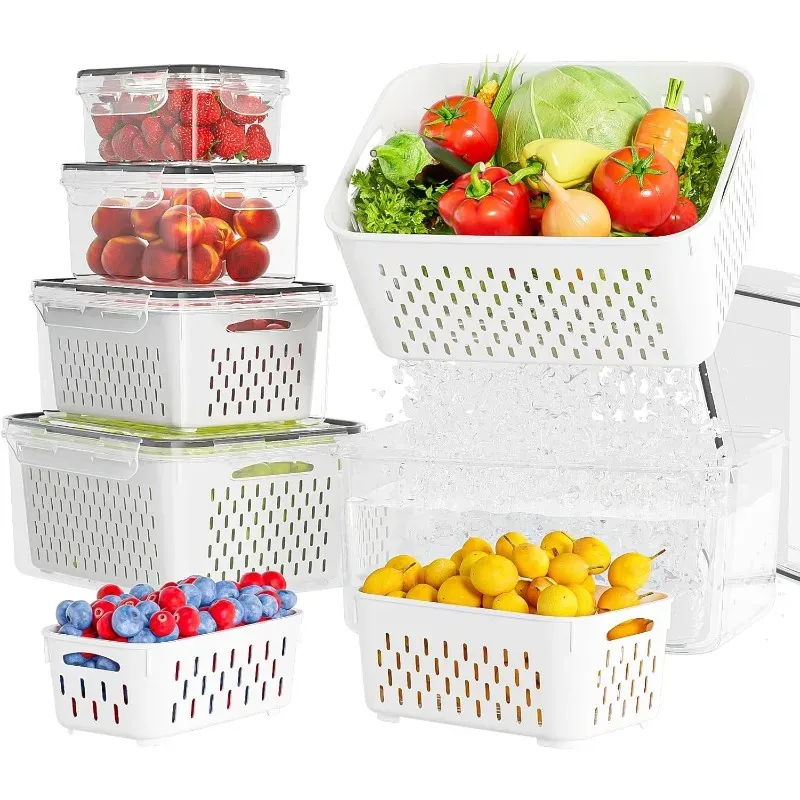 Conteneur de conservation alimentaire pour réfrigérateur avec couvercle filtrant - Image 1