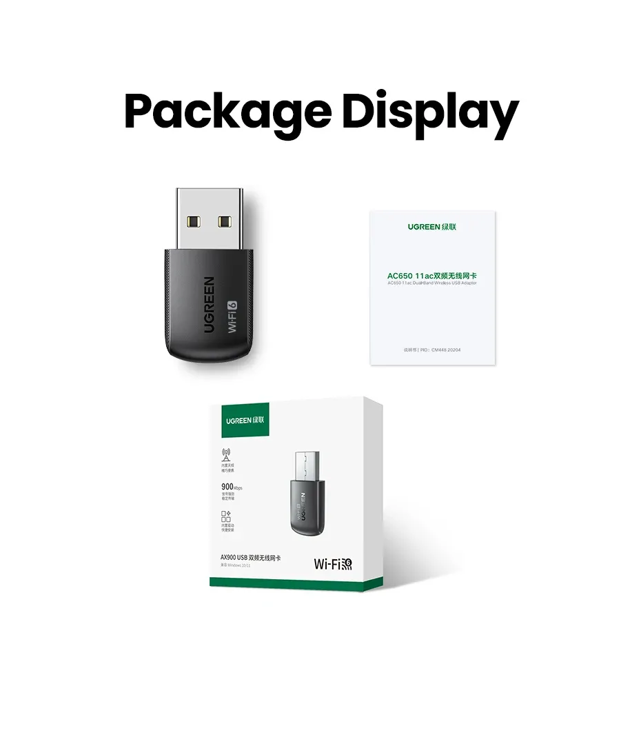 Adaptateur Wi-Fi USB UGREEN, vue d'ensemble