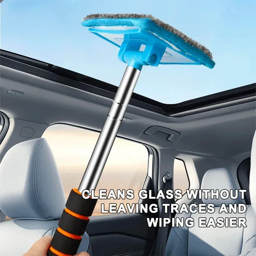 Brosse de nettoyage microfibre à manche extensible pour vitres et pare-brise de voiture, intérieur et extérieur 5