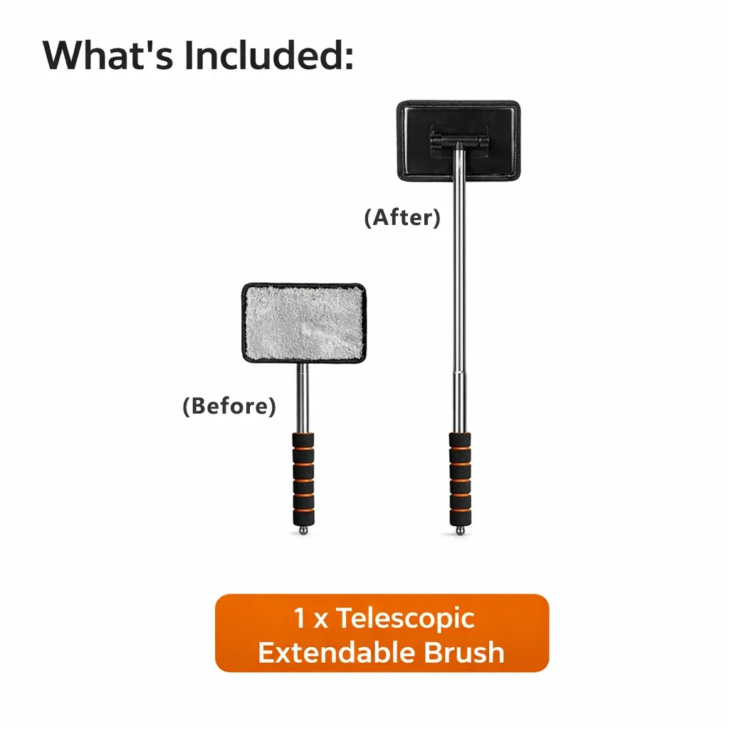 Brosse de nettoyage microfibre à manche extensible pour vitres et pare-brise de voiture, intérieur et extérieur 8
