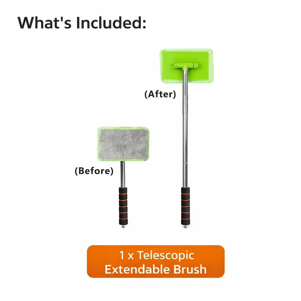 Brosse de nettoyage microfibre à manche extensible pour vitres et pare-brise de voiture, intérieur et extérieur 10