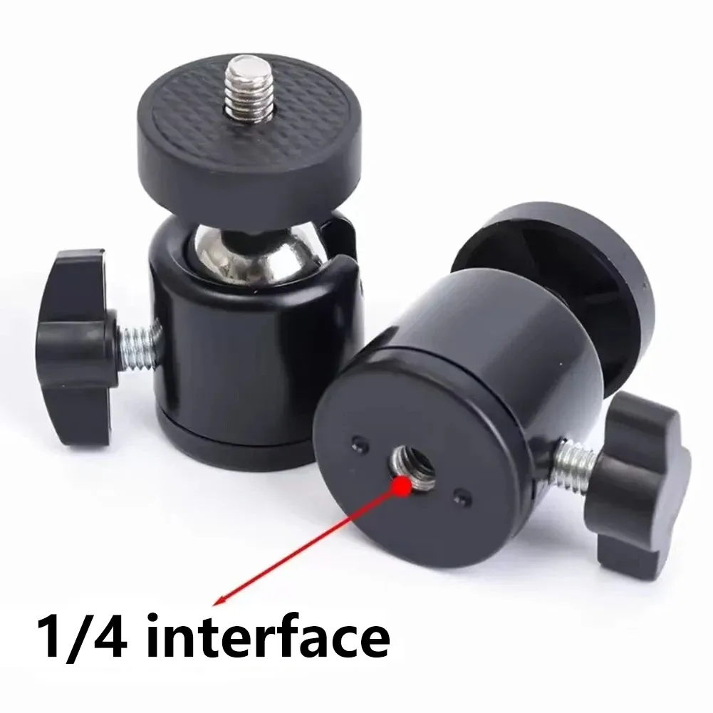 Rotule mini à vis 1/4 pour trépied, adaptateur pivotant 360° en aluminium pour appareil photo, moniteur, éclairage LED, anneau lumineux, support de trépied 3