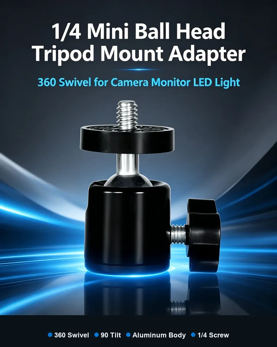 Mini rotule pivotante en aluminium pour caméra et moniteur