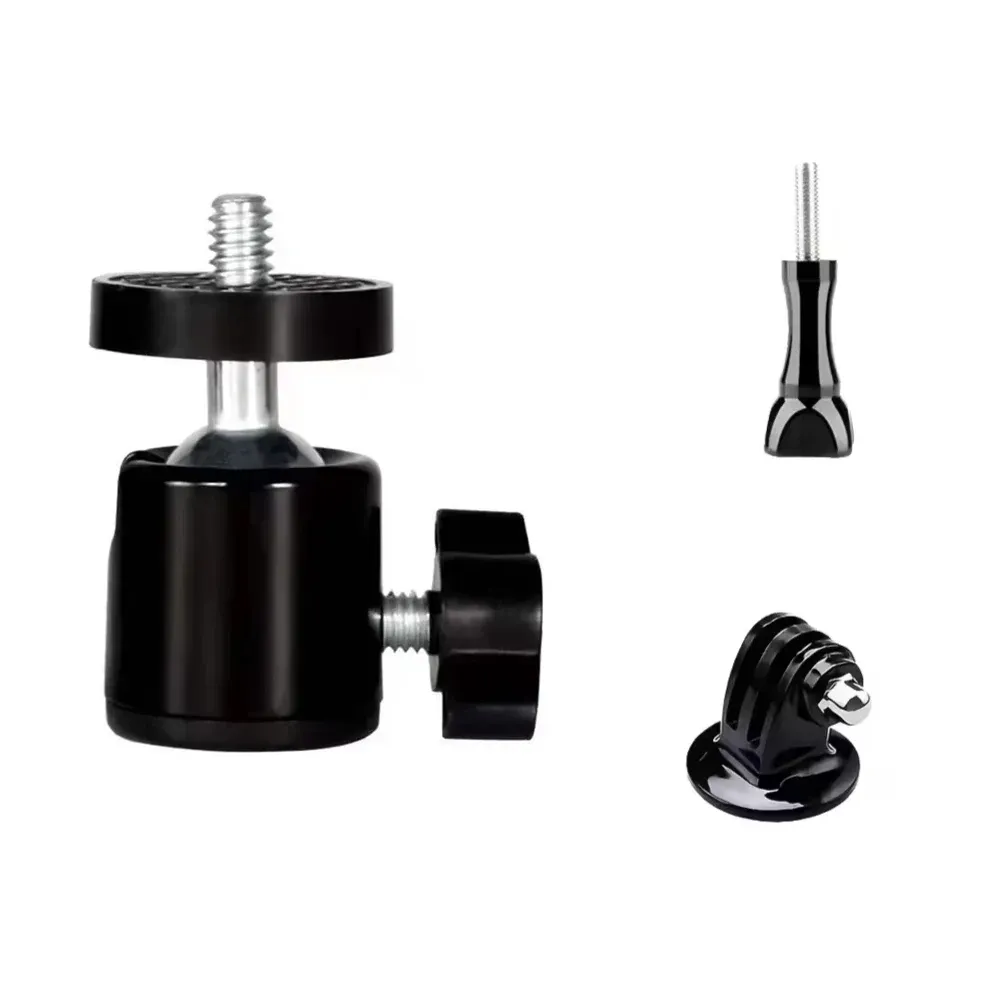 Rotule mini à vis 1/4 pour trépied, adaptateur pivotant 360° en aluminium pour appareil photo, moniteur, éclairage LED, anneau lumineux, support de trépied 14