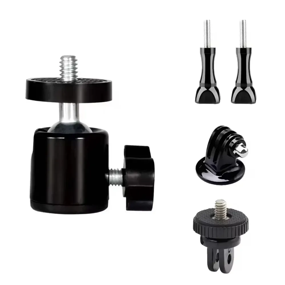 Rotule mini à vis 1/4 pour trépied, adaptateur pivotant 360° en aluminium pour appareil photo, moniteur, éclairage LED, anneau lumineux, support de trépied 13