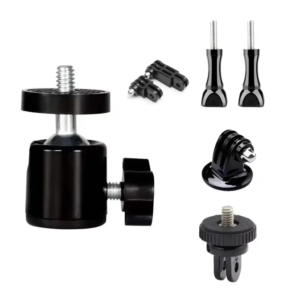 Rotule mini à vis 1/4 pour trépied, adaptateur pivotant 360° en aluminium pour appareil photo, moniteur, éclairage LED, anneau lumineux, support de trépied 18