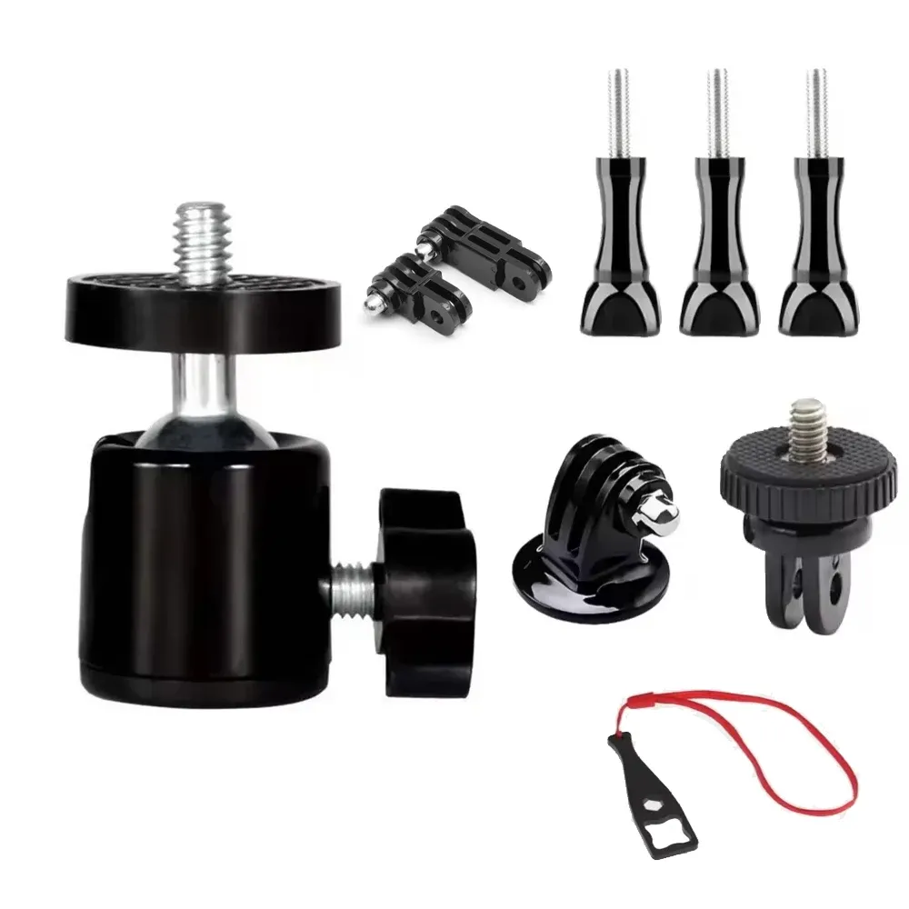 Rotule mini à vis 1/4 pour trépied, adaptateur pivotant 360° en aluminium pour appareil photo, moniteur, éclairage LED, anneau lumineux, support de trépied 16