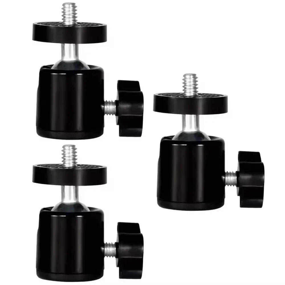 Rotule mini à vis 1/4 pour trépied, adaptateur pivotant 360° en aluminium pour appareil photo, moniteur, éclairage LED, anneau lumineux, support de trépied 8