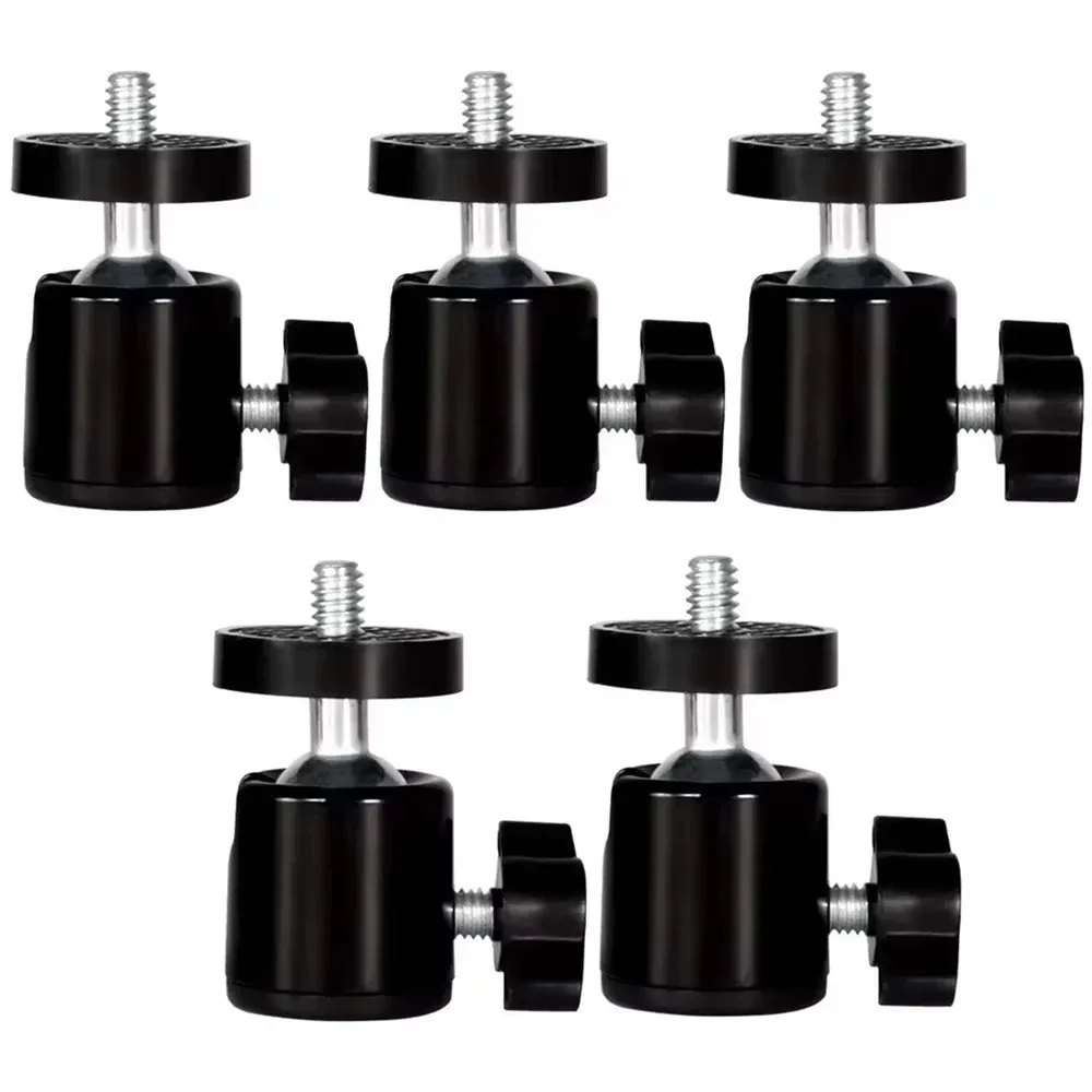 Rotule mini à vis 1/4 pour trépied, adaptateur pivotant 360° en aluminium pour appareil photo, moniteur, éclairage LED, anneau lumineux, support de trépied 11