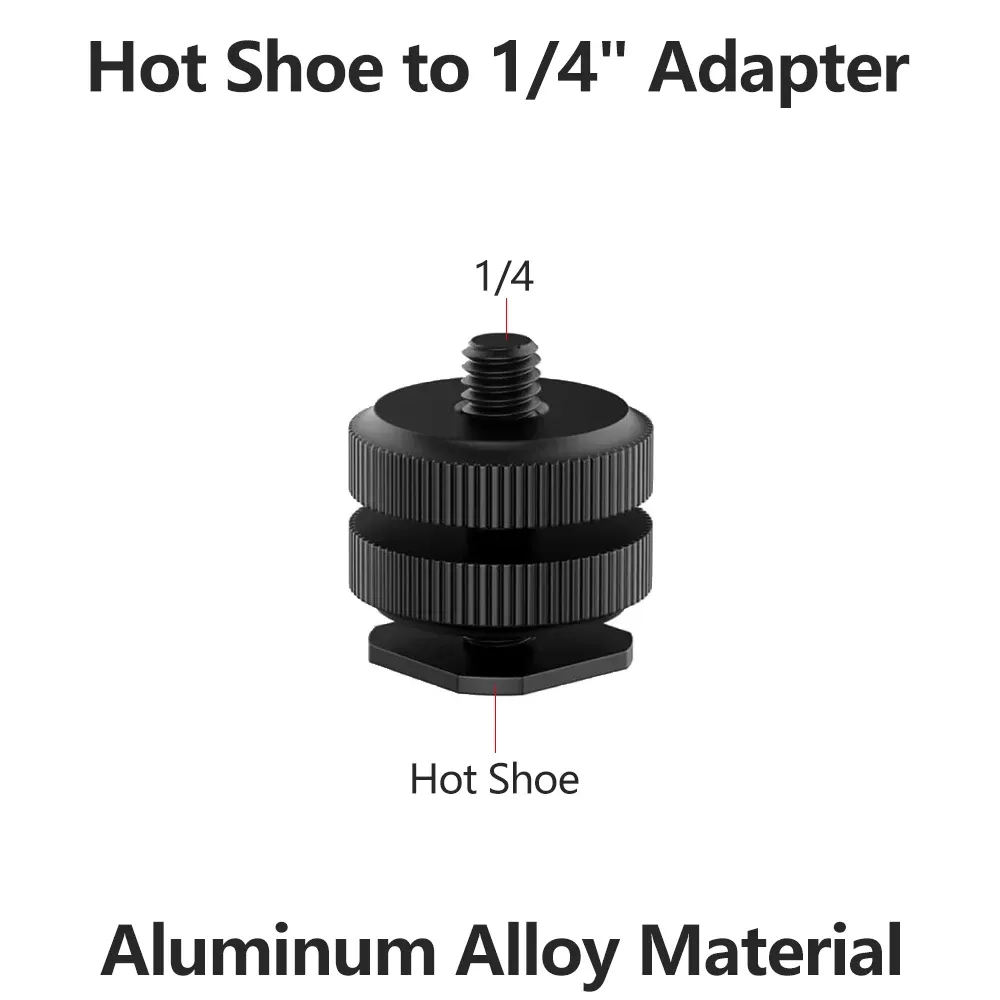 Rotule mini à vis 1/4 pour trépied, adaptateur pivotant 360° en aluminium pour appareil photo, moniteur, éclairage LED, anneau lumineux, support de trépied 15