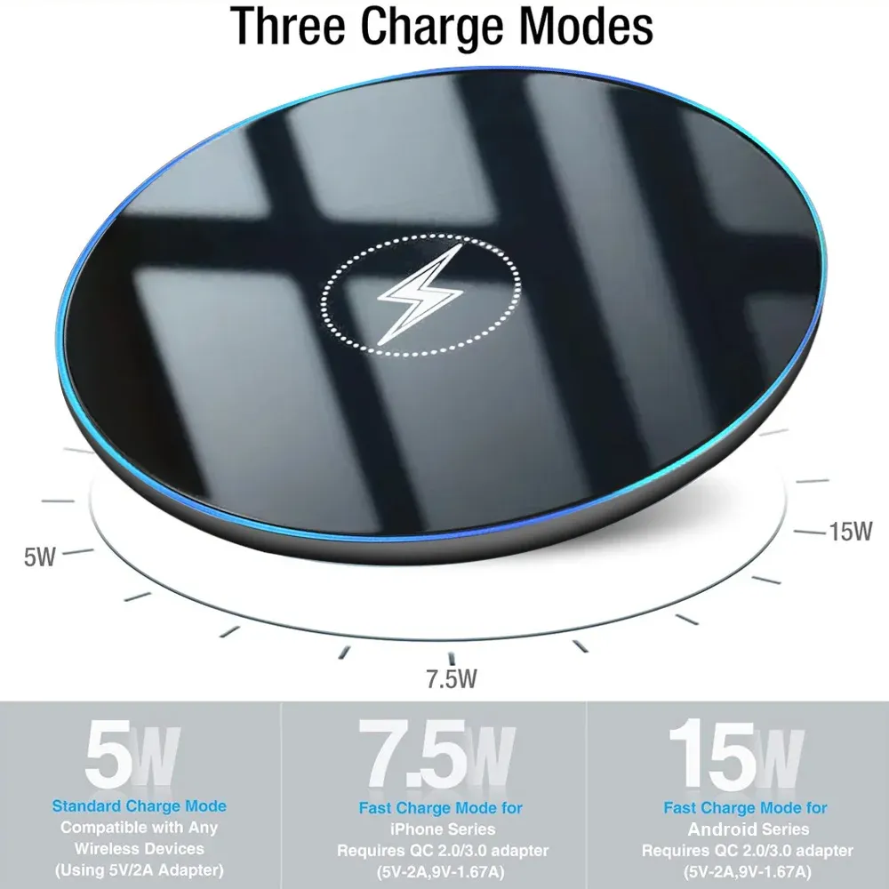 Chargeur sans fil universel pour iPhone 17/16/15 Pro Max, Samsung Galaxy S22/S21, Huawei, Xiaomi et Google Pixel 6