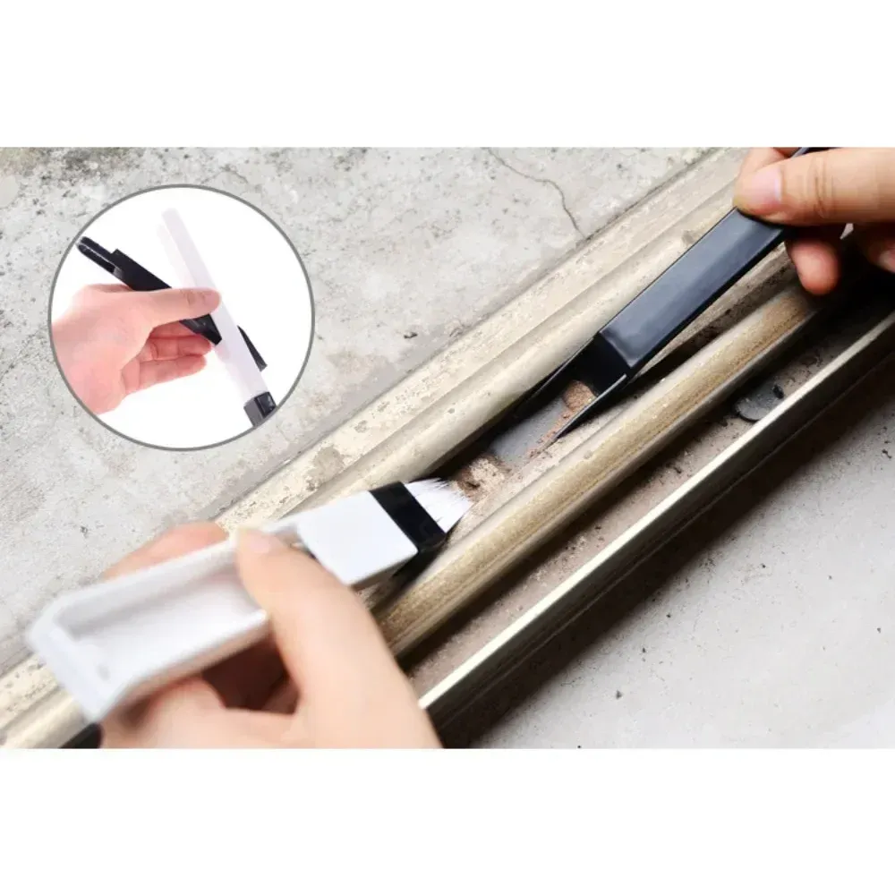 Ensemble de brosses de nettoyage pour rainures de fenêtres, fentes et recoins de clavier, avec pelle à poussière et brosse pour rails 3