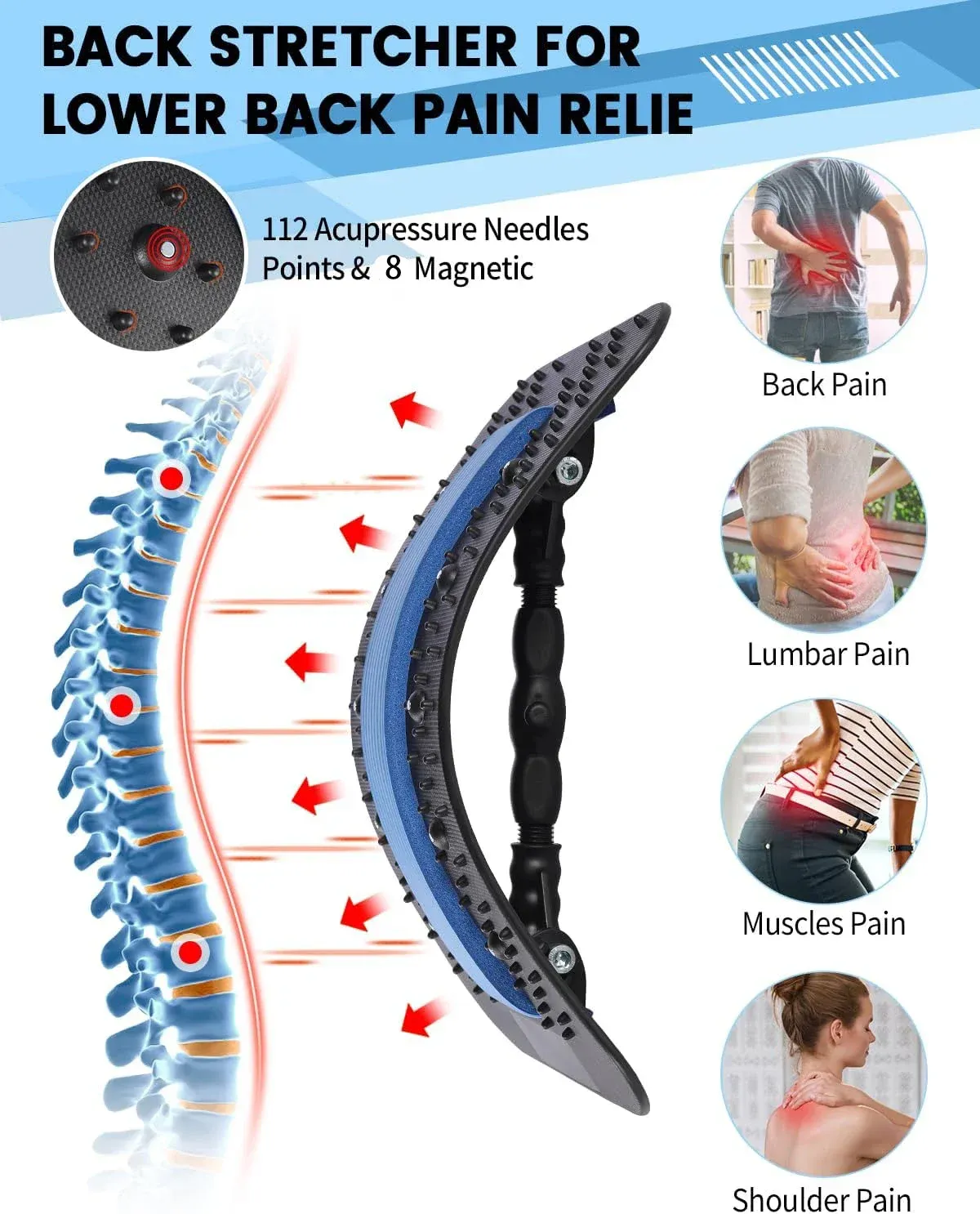 Masseur dorsal sous différents angles