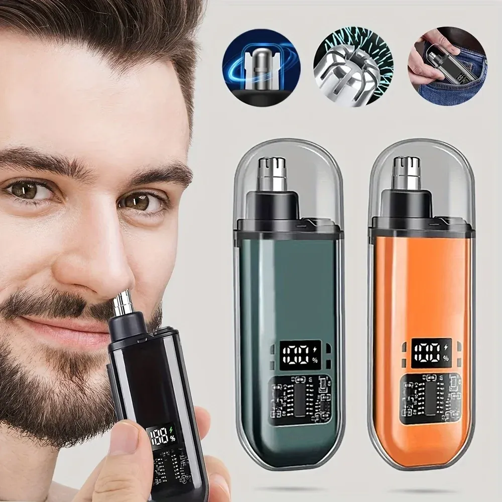 Tondeuse électrique portable pour le nez et les oreilles, rechargeable par USB, conçue pour homme au design compact