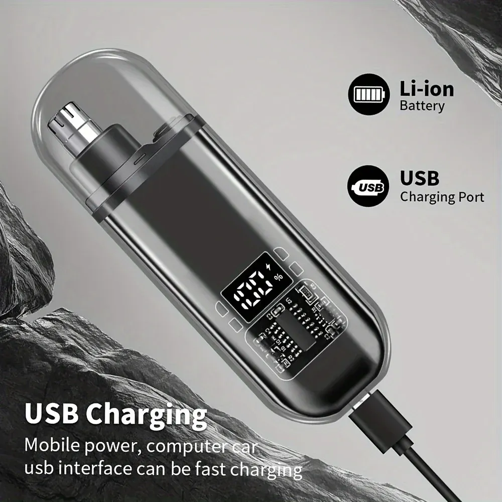 Tondeuse électrique portable pour le nez et les oreilles, rechargeable par USB, conçue pour homme au design compact 3