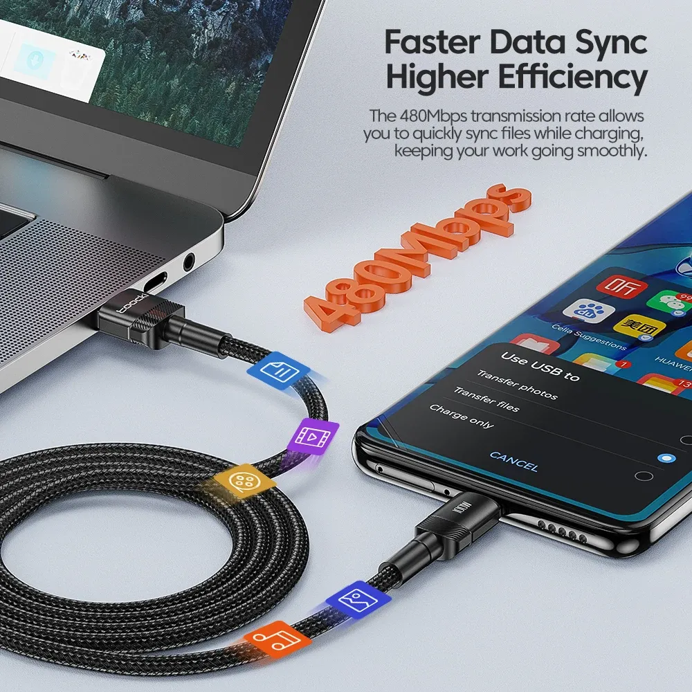 Câble USB-C 7A Toocki pour Huawei Honor 100 W/66 W, charge rapide, compatible Xiaomi, Poco, OnePlus et Samsung 4
