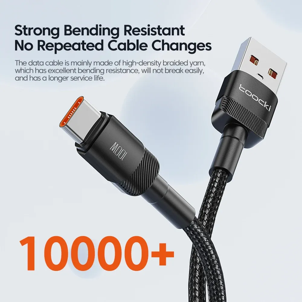 Câble USB-C 7A Toocki pour Huawei Honor 100 W/66 W, charge rapide, compatible Xiaomi, Poco, OnePlus et Samsung 6