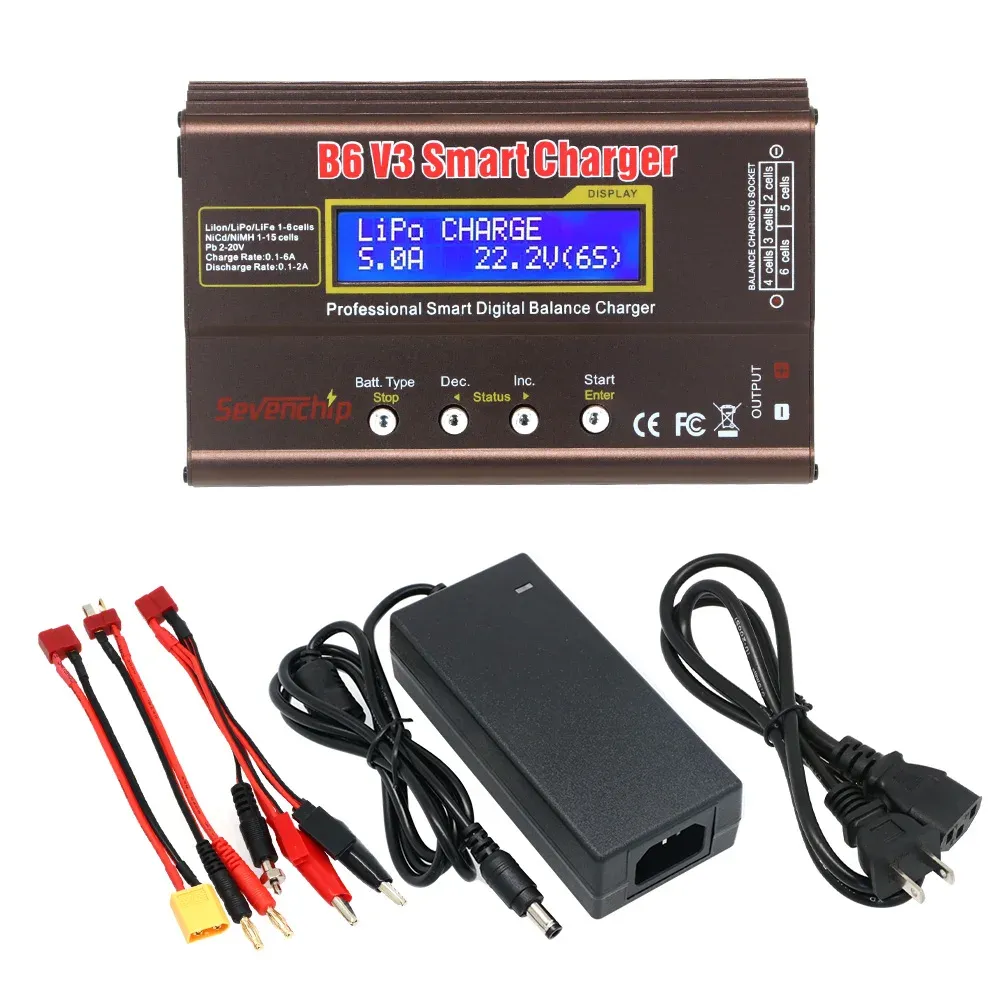 Chargeur de batterie iMAX B6 V3 80 W 6 A pour LiHV, LiPo, NiMH, Li-ion et NiCd, chargeur-déchargeur numérique RC avec équilibreur, adaptateur 12 V 5 A - Image 1