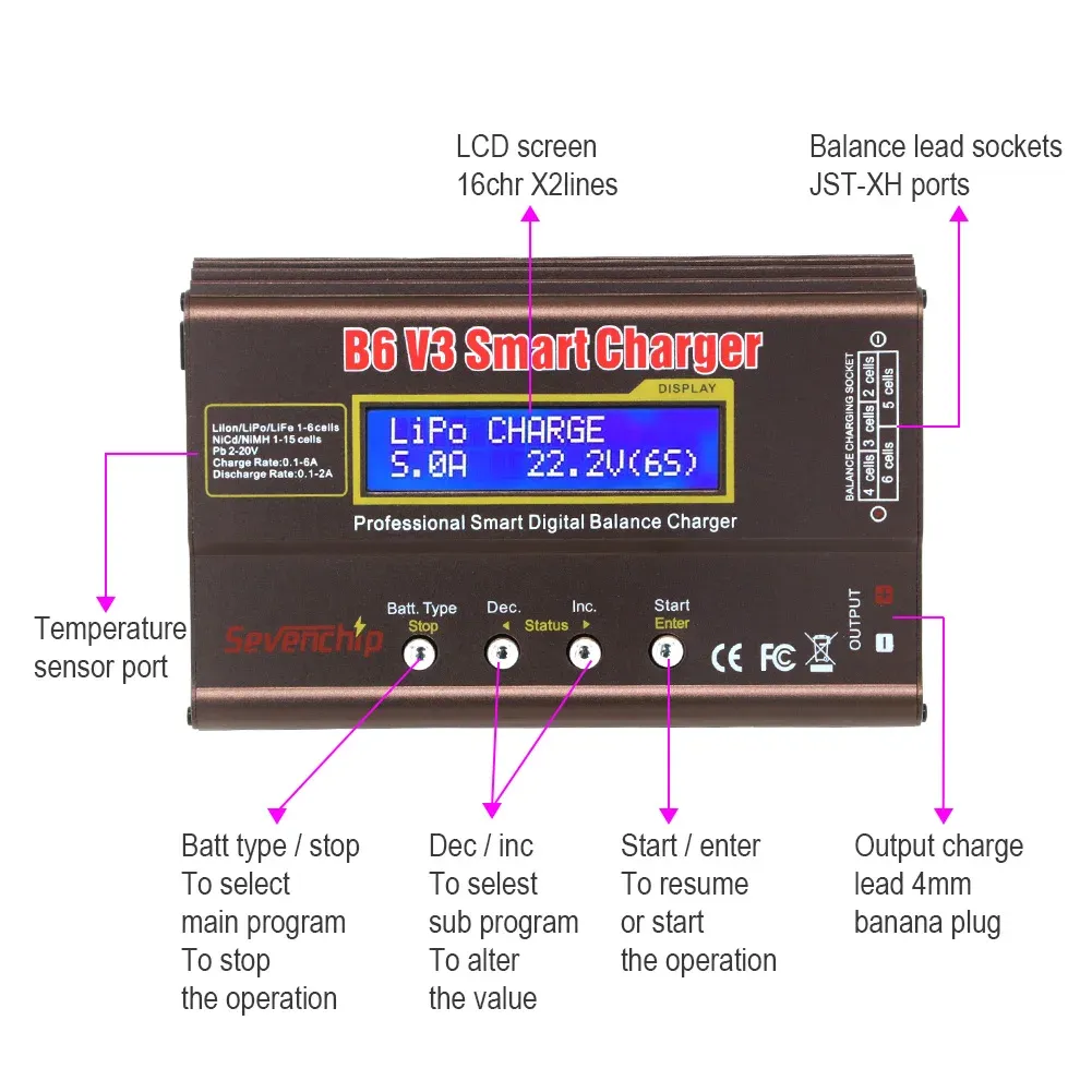 Chargeur iMAX B6 V3 vue détaillée