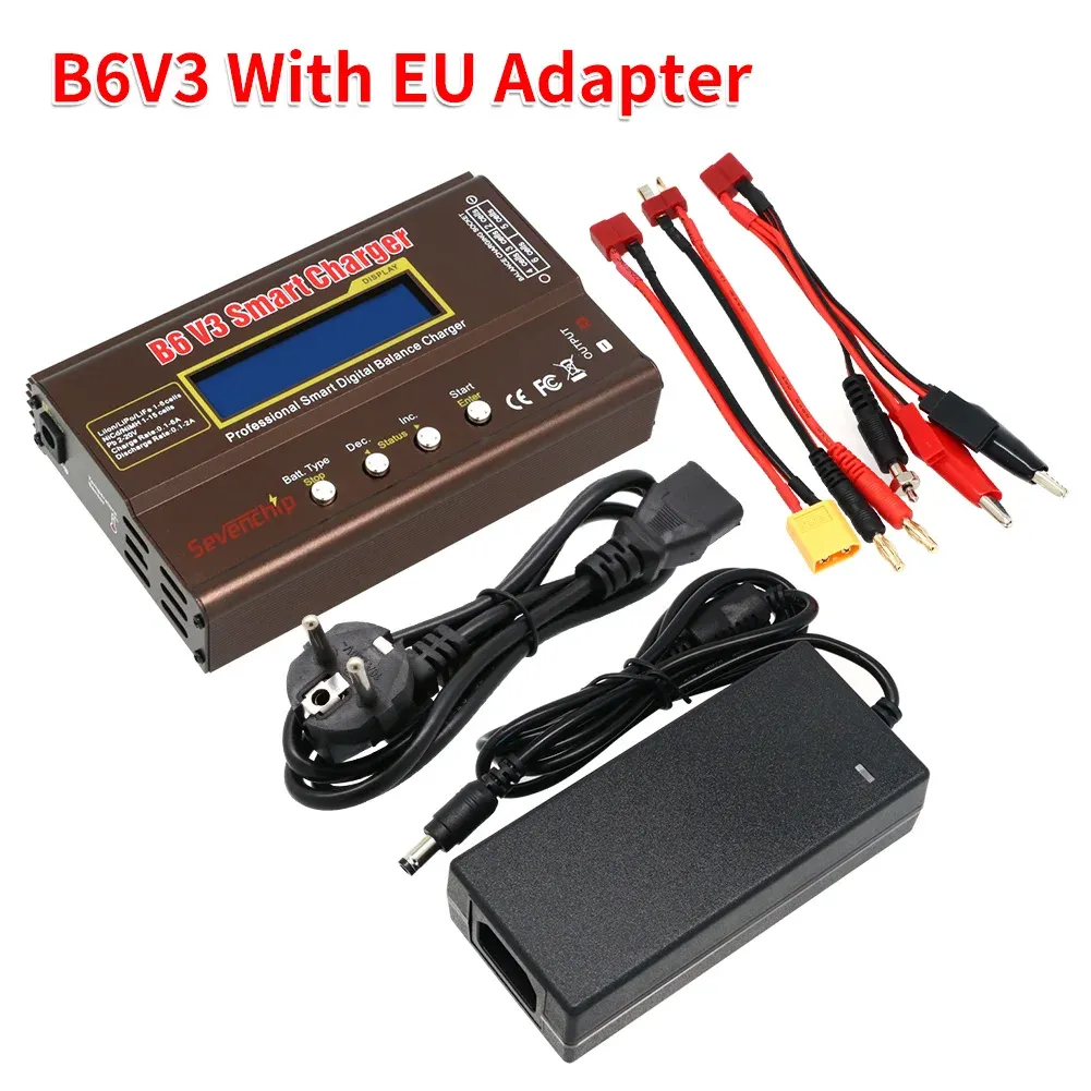 Chargeur de batterie iMAX B6 V3 80 W 6 A pour LiHV, LiPo, NiMH, Li-ion et NiCd, chargeur-déchargeur numérique RC avec équilibreur, adaptateur 12 V 5 A 8
