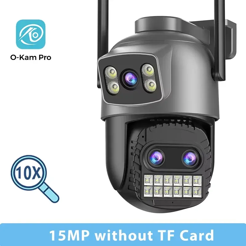 Caméra de surveillance extérieure Wi-Fi BESDER 15 MP, double écran, zoom numérique 10x, caméra IP PTZ 8 MP, compatible O-Kam Pro 13