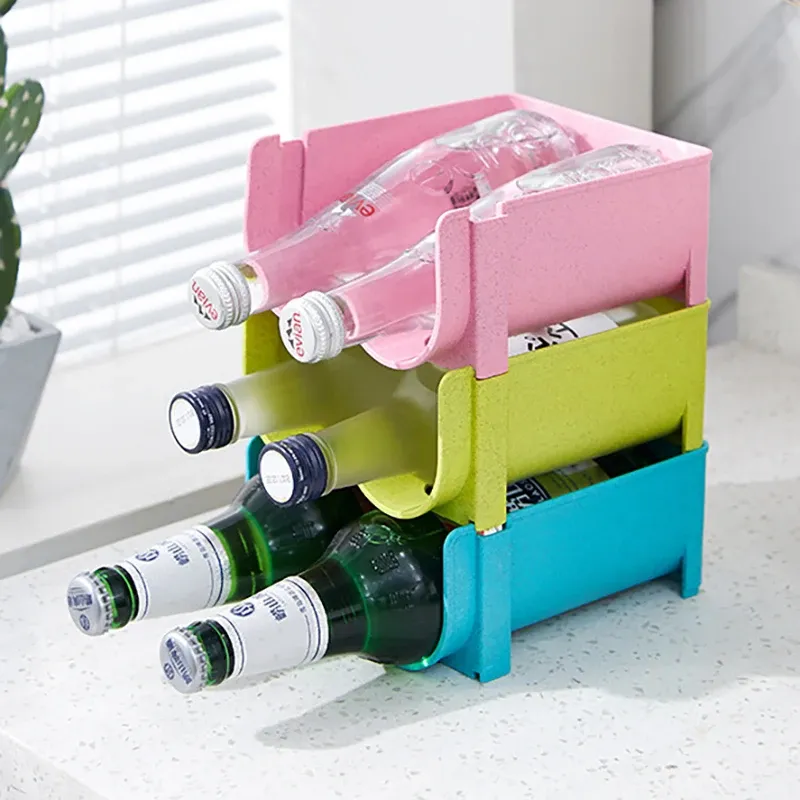 Lot de 3 organisateurs de réfrigérateur pour canettes et bouteilles de vin - Image 1
