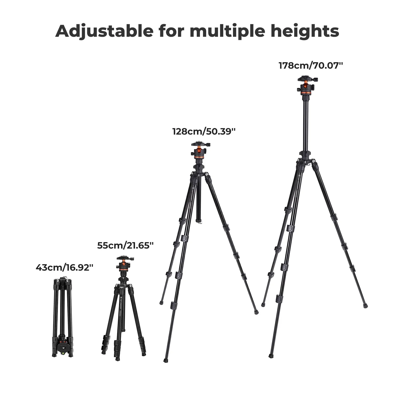 Trépied léger pour appareil photo K&F Concept 178 cm avec clip pour smartphone, trépied de voyage pour reflex numérique Nikon et Canon, idéal pour le streaming en direct en extérieur et le vlog 6