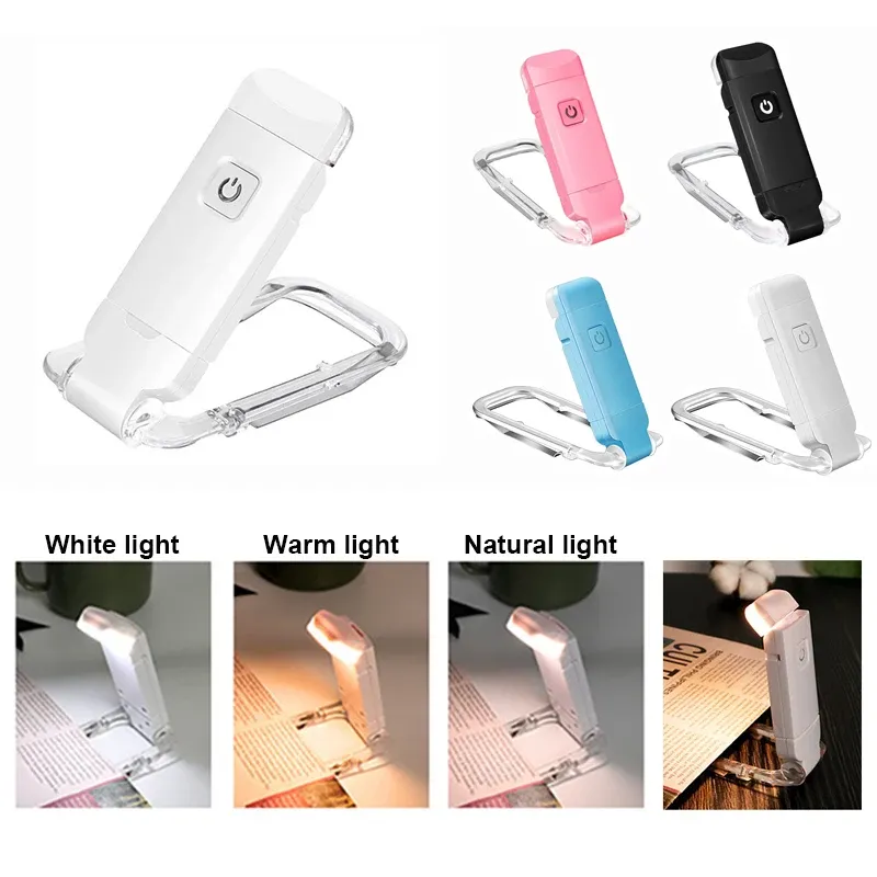 Lampe de lecture LED rechargeable à pince, vue d'ensemble
